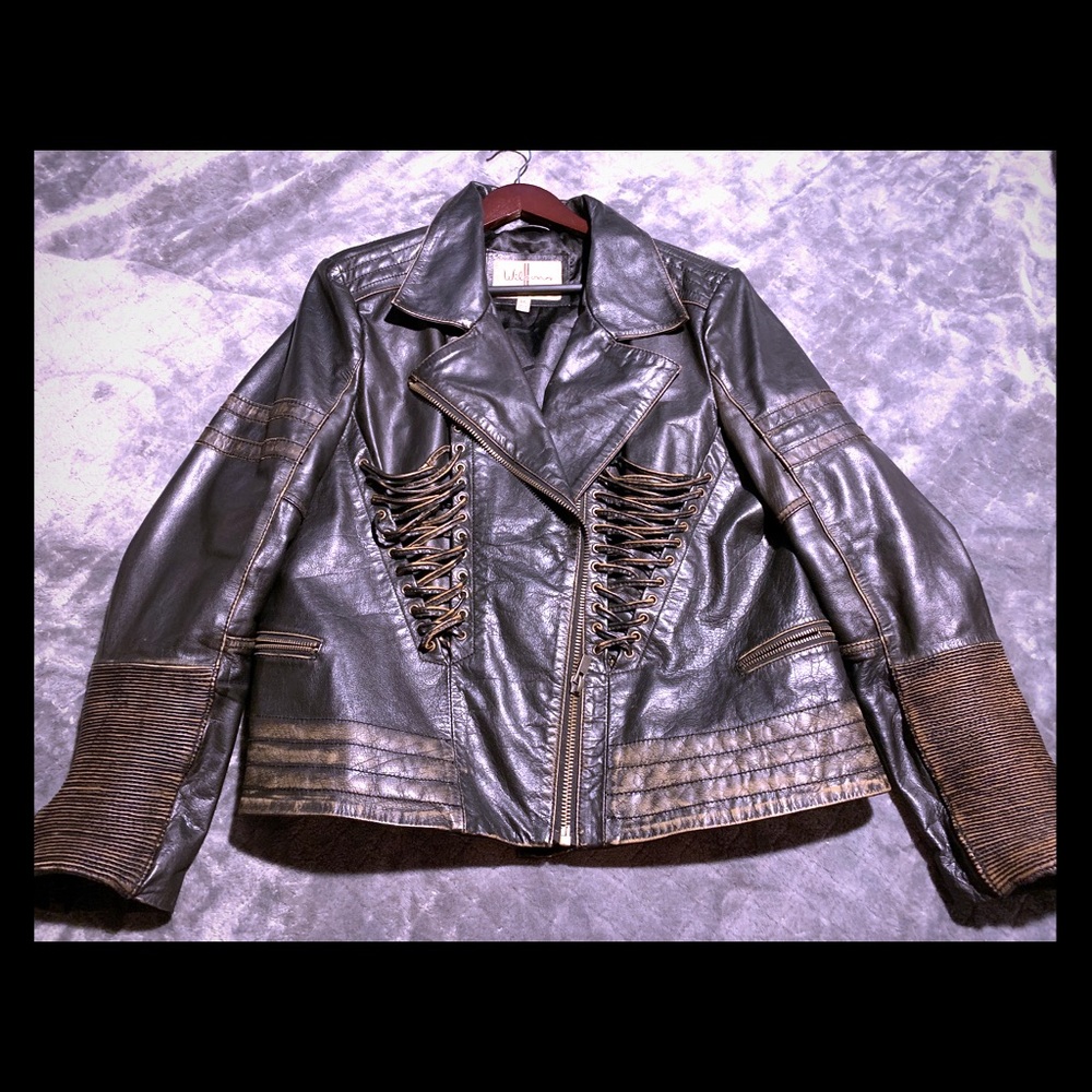 Wilson’s Brown Distressed Leather Biker Jacket
